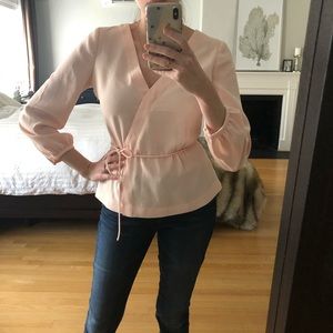 J. Crew blush pink faux wrap blouse sz 4